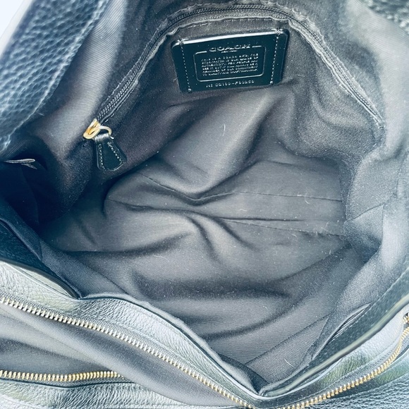 COACH F80268 Shoulder Bag Tote Black Pebble Leather Gold Hardware - Picture 13 of 16